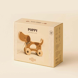 Игрушка деревянная в виде собаки на колесах Mrs. Ertha "Poppy", коричневая